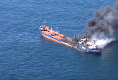 Pożar zbiornikowca na Morzu Kaspijskim [VIDEO]